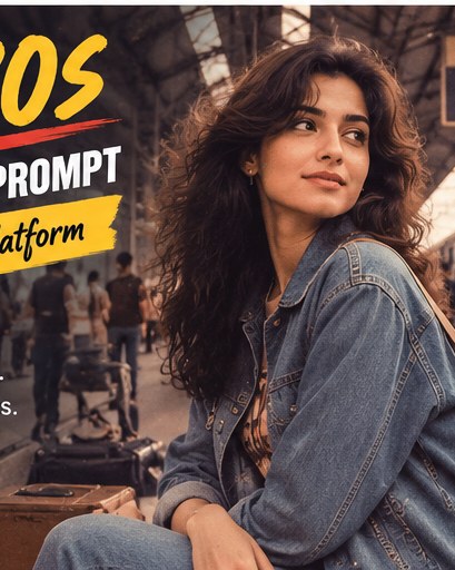 Expected result preview for 1980s Railway Platform Portrait AI Prompt