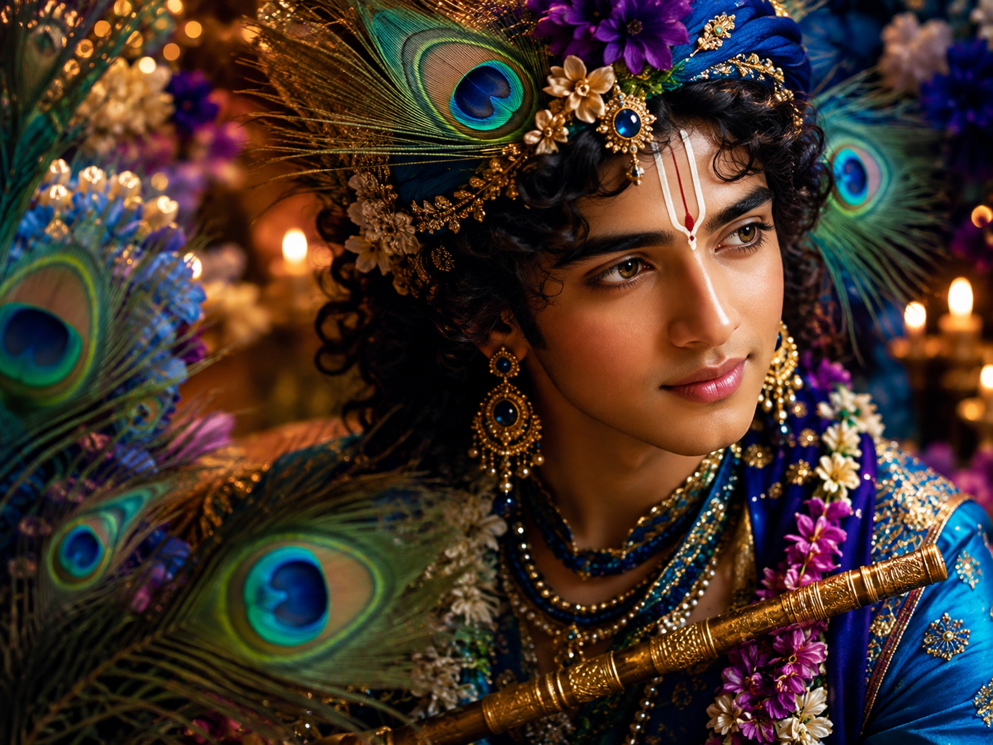 Expected result preview for Krishna Peacock Feather Festival Portrait