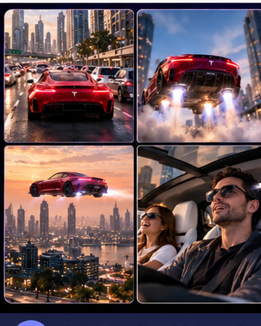Expected result preview for Tesla Roadster Flying Video Four-Shot Sequence
