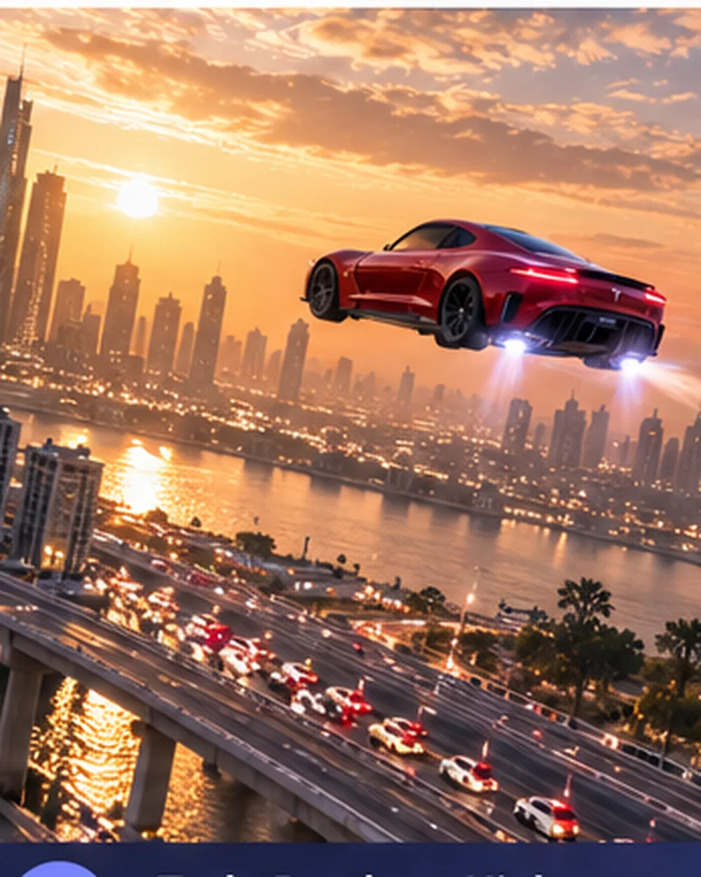 Expected result preview for Tesla Roadster Highway Sunset Flight